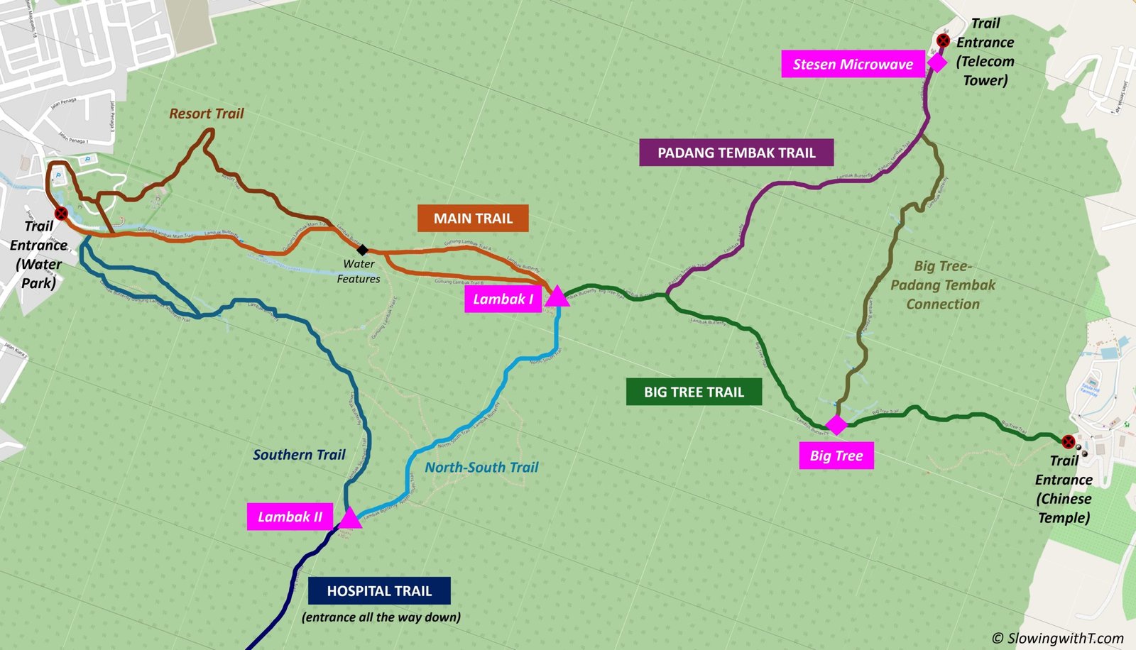 Gunung Lambak Trail Map © SlowingwithT.com